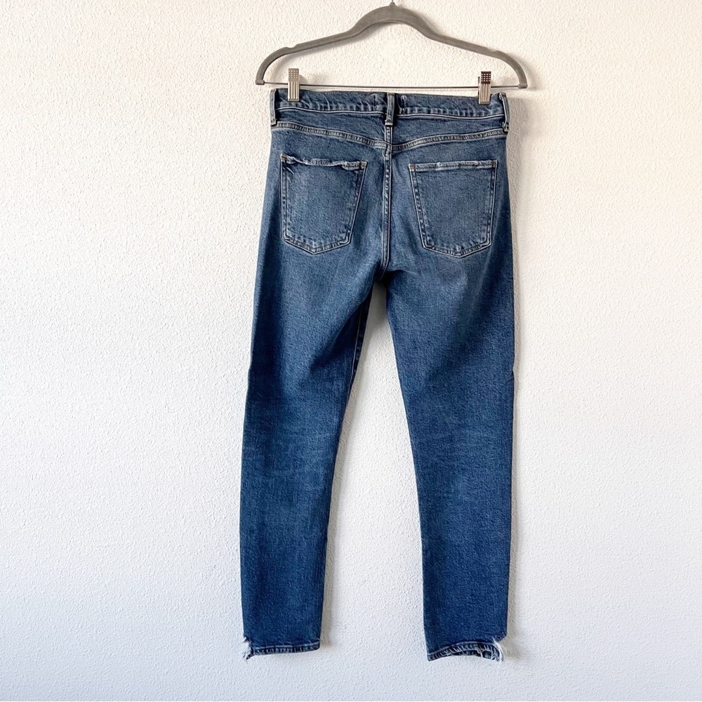AGOLDE Toni Mid Rise Straight Leg Jeans Viewpoint Wash Distressed Denim - Picture 5 of 8